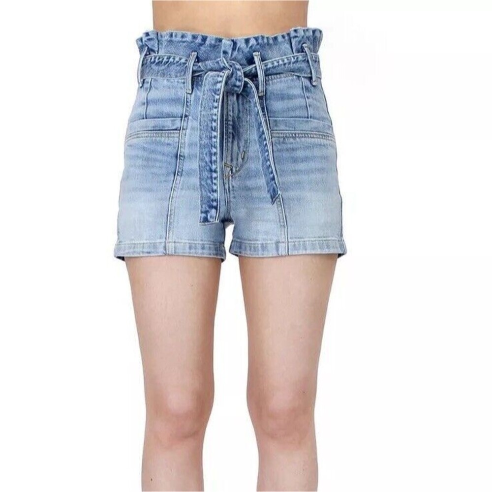Porter Blue Jeans Penny Paperbag Shorts-Eden Belted High Rise Denim Women Sz 34